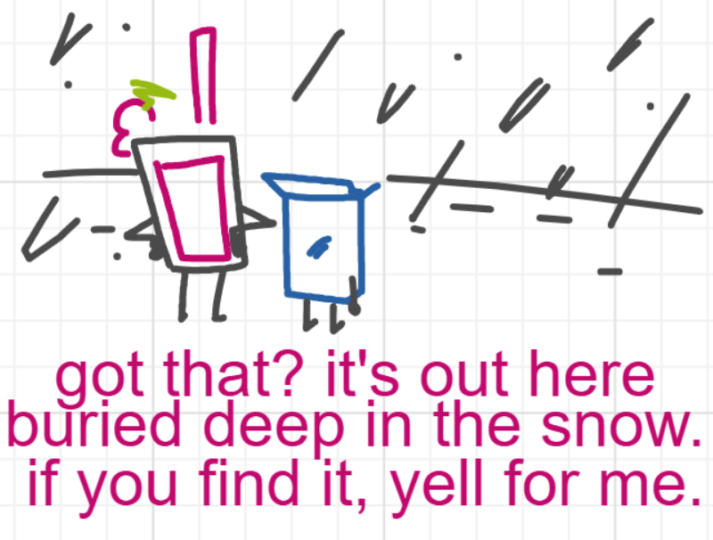 A panel from I've Been Everywhere, Man, episode nine of the Board Boards object show by Furretwalk/WalkingFurret.